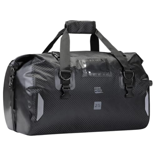 KEMIMOTO Motorcycle Tail Bag, 25L Waterproof, 4-Strap Mount for Touring