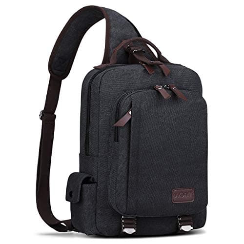 S-ZONE 14 Inch Laptop Shoulder Backpack Daypack Messenger Single Crossbody Chest Sling Bag Canvas Casual Satchel Outdoor for Men
