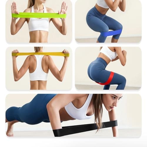Resistance Bands Set of 5, 100% Natural Latex Skin-Friendly Exercise Loop Bands with 5 Resistance Levels for Legs, Glutes, Arms, Back - Includes Carry Bag for Home, Gym, Yoga, Pilates, Training. — view 6