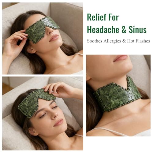 ideayard Jade Eye Mask + Stainless Steel Ice Globes, Home Spa Facial Tools for Puffy Eyes, Dark Circles & Wrinkles, Cooling Massager for Skin Tightening & Relaxation — view 6