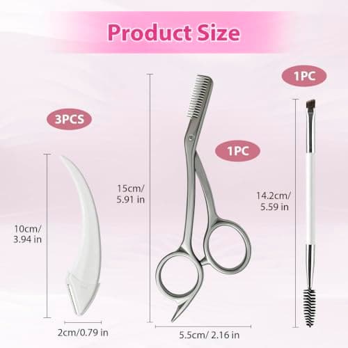 Eyebrow Scissors with Comb, Stainless Steel Eyebrow Trimmer for Men & Women, Beauty Tool for Precision Face Grooming, Elegant Eye Brow Shaping Kit, Ideal for Home, Travel and Daily Salon Care Use — view 2