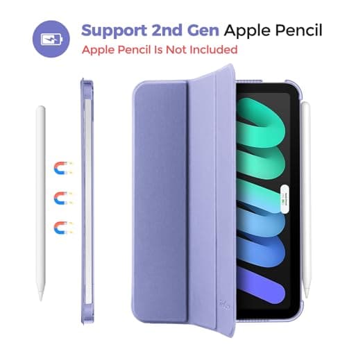 ProCase Smart Case for iPad Mini 7 (A17 Pro 2024)/ Mini 6 2021 8.3 Inch, Hard Back Cover for iPad Mini 7th/6th Generation A2995/A2996/A2993/A2567/A2568/A2569 -Light Purple — view 4