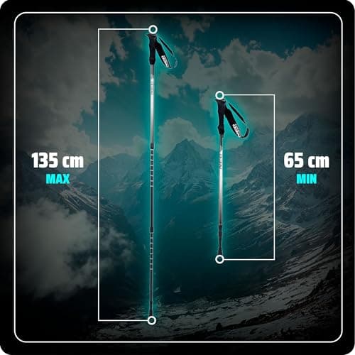 Neo-Sport Walking Walking Poles Nordic Walking Adjustable 65-135cm Aluminum EVA Foam Holder 1 Pair Black Grey — view 4