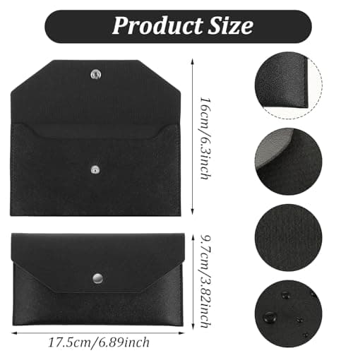 Piriuuo PU Leather Cash Envelope Wallet - Reusable Money Wallet for Travel and Budgeting, Black — view 2