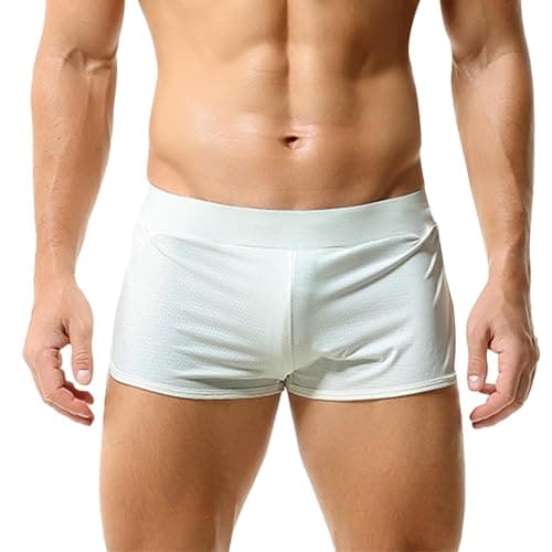 Split Side Boxers Men Mens Boxers Classic Sport Comfy Pyjamas Boxer Shorts Lightweight Sleepwear Shorts Moisture Wicking Mini Underwear Sexy Breathable Underpants Comfy Running Panties
