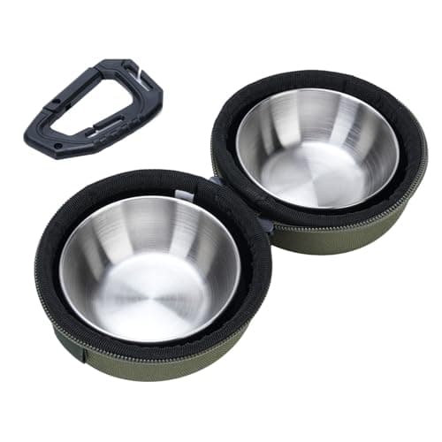 Ziyvural Travel Pet Feeder Bowl, Stainless Steel Foldable Double Dog — view 3