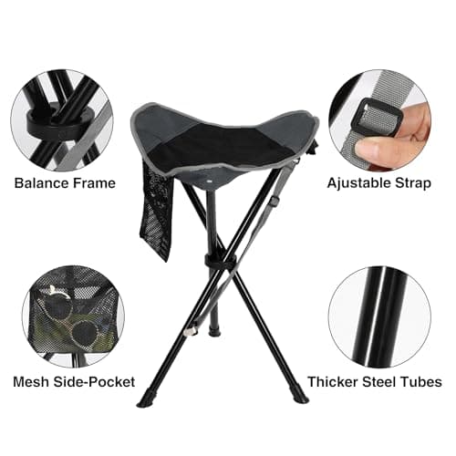 REDCAMP 22.4-inch Tall Tripod Stool Folding,2 Pack Lightweight,Black — view 4