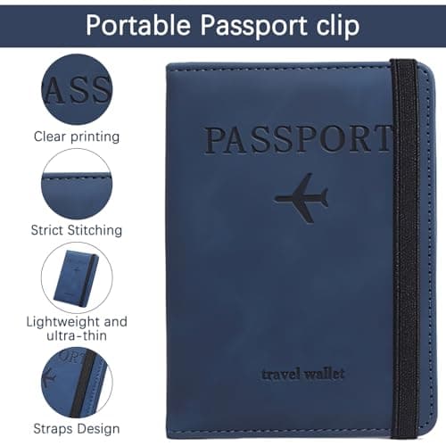 YANJINGSHE Anti-Magnetic Passport Cover – Slim Passport Wallet with Elastic Band, Dark Blue — view 5