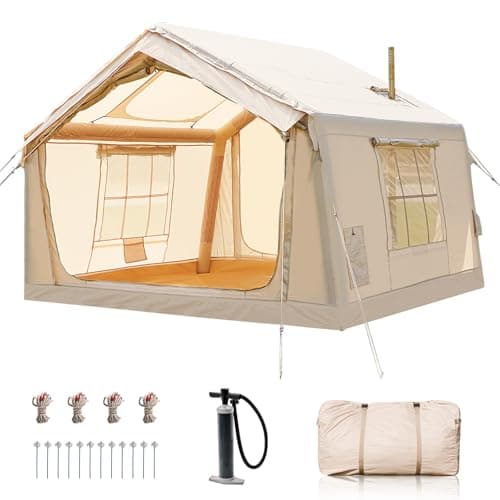 Ytaoeo Inflatable Tent, Outdoor camping tent (6 Person Khaki)
