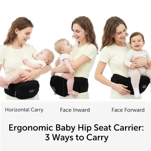 Bebamour Baby Hip Seat Carrier, Ergonomic Waist Seat for Baby & Toddler, Hands-Free Side Carry Support, Padded Waist Belt, Lightweight Design, Black — view 3