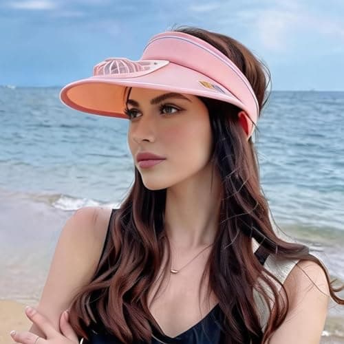 Summer Sun Hat For Women Outdoor Sun Protection Hats Wide Brim Outdoor Sports Hats With Fan Rechargeable Large Brim Cap Breathable Empty Top Travel Summer Hat For Gardening Hiking & Daily Use — view 3