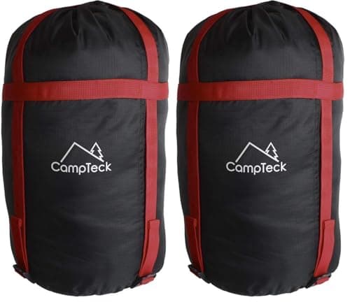 CampTeck U6954 - Lightweight Compression Bag Stuff Sack Water Resistant Compression Sack for Sleeping Bag, Clothes Storage, Travel, Camping, Outdoor - Black (Pack of 2)