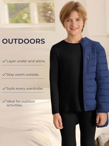 Haloumoning Boys Thermal Underwear Set Long Sleeve, Black, 13-14 Years — view 5