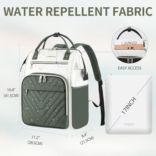 VANKEAN Laptop Backpack Women, 15.6 Inch Backpacks College Work Army green — view 2