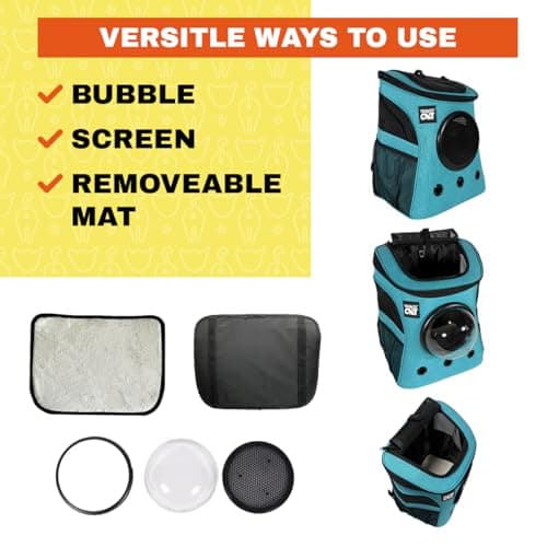 Fat Cat Backpack Carrier - Airline Approved Cat Carrier with Space Capsule Bubble for for Small Cats, Kitten - Premium Aqua Cat Carrier Backpack for Outdoor, Travel, Hiking, Pet Supplies — view 3