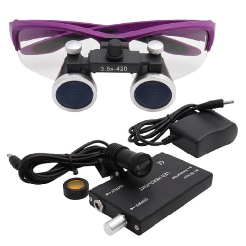 3.5X 420 mm Dental Binocular Loupes with 5W LED Headlamp (Purple)