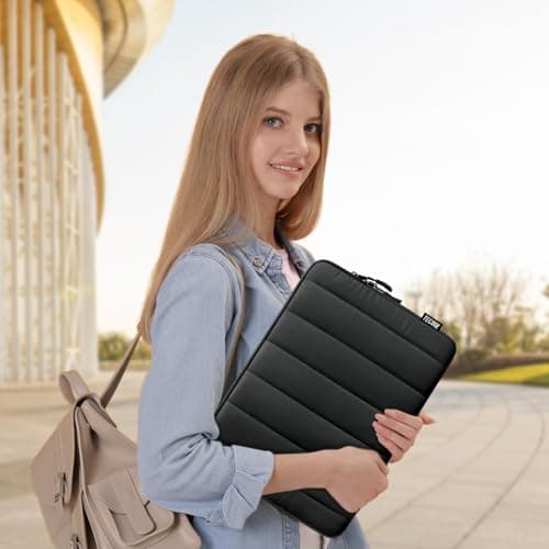TECOOL Puffy 13-13.3 Inch Laptop Sleeve Macbook Case, Black — view 6
