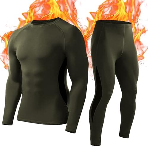 Roadbox Men's Thermal Underwear Set, Fleece Lined Base Layer Long Johns