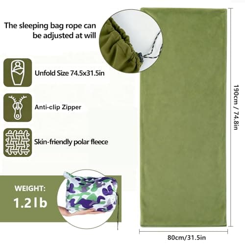 : GaoBangM Fleece Sleeping Bag Liner, Lightweight Envelope Camping Sheet — view 2