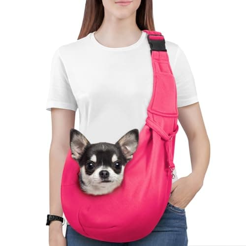 Pawaboo Small Dog Sling Carrier,for 3-10 lbs Pets, Rose Red