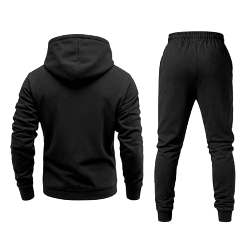 Track Suit Tops for Men, Loungewear Sweatpants Breathable Jogging Gym Travel 2 Piece Thick Fashion, Winter Tennis Fleece Lined Fashion Sporty Activewear Sweatshirt Tracksuit Men, L A-Black — view 2