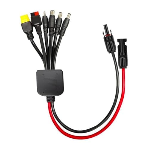 Laroal 6 in 1 Solar Cable Adapter Universal Solar Charging Cable Adapter Anderson XT60 DC7909 DC6530 DC35135 DC5521 for Solar Panels Portable Waterproof Adapter Cable