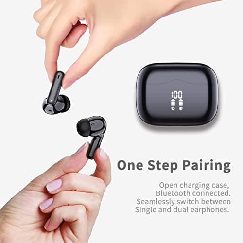 Wireless Earbuds, 2026 Bluetooth 5.4 Headphones in Ear 6D Deep Bass Stereo, 40H Earphones with 4 ENC Noise Cancelling Mic, IP7 Waterproof LED USB-C, AI-Enhanced Calls Bluetooth Earbuds for Android iOS — view 6