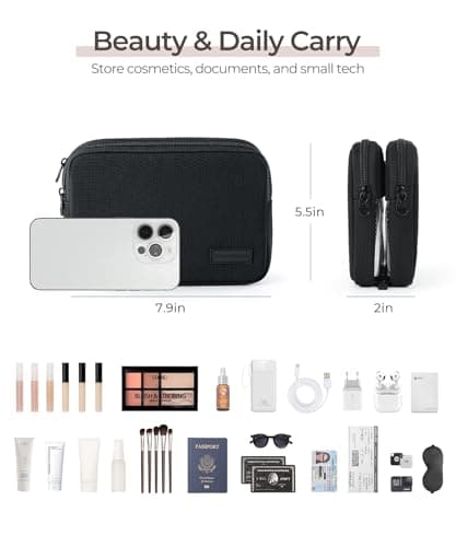 EPEDAL24 Preppy Makeup Bag, Rectangle Double Detachable Cosmetic Organizer, Clear Side Panel Portable Travel Pouches & Brushes Case for Beauty & Tech Accessories, Gift for Women — view 2