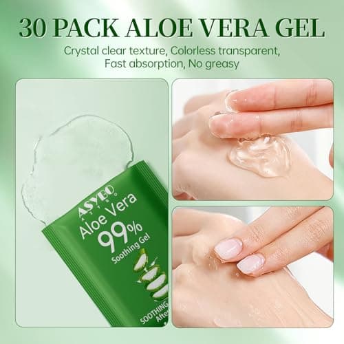 ASYBO 30 Pack Natural Aloe Vera Gel -99% Pure Moisturizing Aloe Vera, Soothing and Hydrating, Sunburn and Scar Repair, Portable Travel Size, After Sun Care for Face Body Hair — view 3