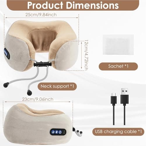 Neck Massager Pillow, 3 Levels Electric Ergonomic Quiet Support with Heat, Plane Neck Pillow, Watching TV Travel Daily Break Naptime Sitting Bed Sofa Office Home Road Trip — view 2