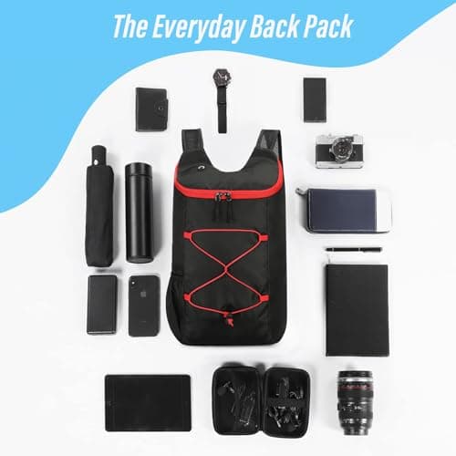Sahunfri 2 Pcs Ultra Lightweight Backpack with Headphone Jack, Foldable Backpack Water Resistant Travel Rucksack, Multi-Functional Backpacks for Men Women — view 4
