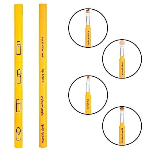 4 Pack 4 In 1 Travel Makeup Brush Multi -purpose Retractable Angled Eyeshadow Sponge Lip Brush Cosmetic Face Beauty Tools for Foundation Concealer Eyeshadow — view 3