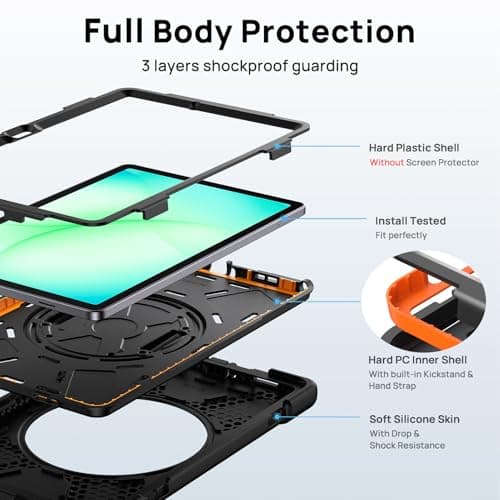 Gerutek Shockproof Case for Samsung Galaxy Tab A11 Plus 11 inch 2025, Black — view 4