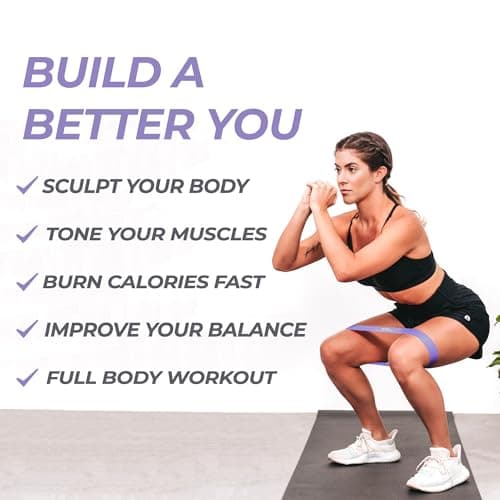 Coredsteady Resistance Set of 5 - Mini Fitness & Loop Exercise Bands for Men & Women - Yoga, Body & Gym Sport Strength, Muscle & Tone - With E-Guide & Travel Bag — view 2