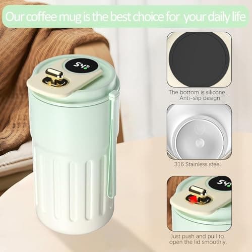 Homealexa Coffee Cup Travel Mugs, Vacuum Insulating Cup 316 Stainless Steel, LED Touch Screen Temperature Gauge, Smart Mug Sealing Bottle 410ml — view 5