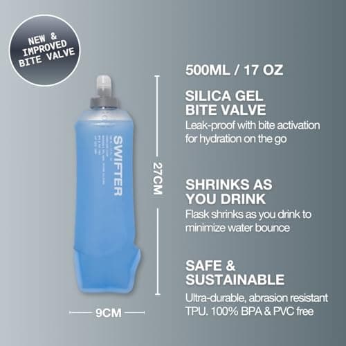 SWIFTER 2x Soft Flask 500ml | Collapsible Running Water Bottle | Handheld or in Vest | Leakproof | Trail Hydration Flask | Soft Water Bottle for Marathon, Hiking — view 2