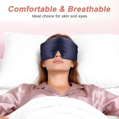 3D Mulberry Silk Sleep Mask 22Momme 6A, Zero Eye Pressure Blackout Navy — view 3