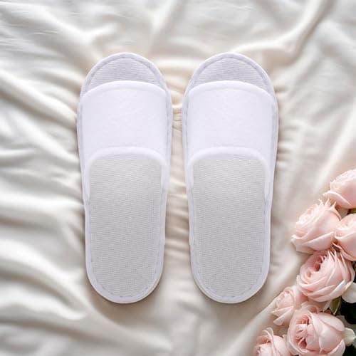kuou Disposable Spa Slippers 12 Pairs Hotel Guest Slippers White Open Toes — view 6
