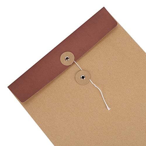 10Pcs A4 Kraft Envelopes File Folder with String Brown Paper Project Folder Document File Holder Foolscap Portfolio File Bag Storage Pouch Project Report Pocket Paperwork Organizer for Office School — view 5