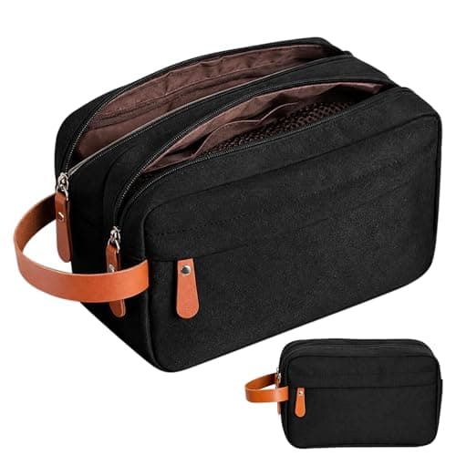 Large Mens Wash Bag Water-Resistant Toiletry Bag for Travel & Gym, Spacious Shower Organiser with Handle for Shaving Kit & Toiletries, Multi-Purpose Bathroom Pouch (Black)