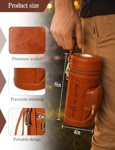 Personalised Leather Travel Humidor Case with Name Storage Holder — view 3
