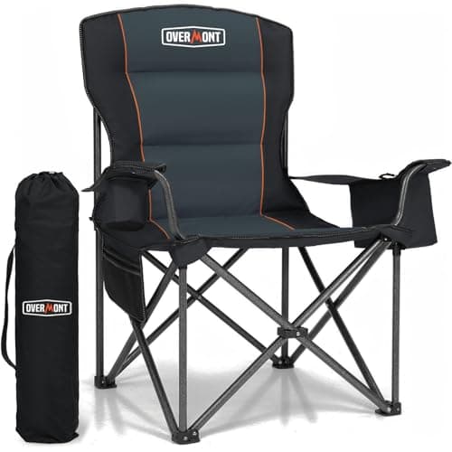 OVERMONT 227kg Oversized Camping Chair for Adults, Black