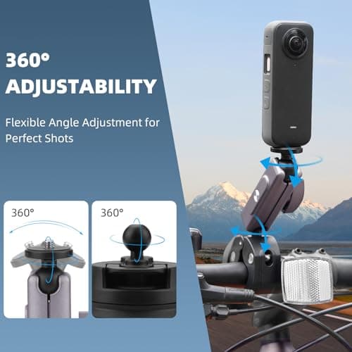 BRDRC Pocket 3 4 4P Camera Bike Mount Clamp Motorcycle Handle Holder for Insta360 X6/X5/X4/Ace Pro 2/Go 3S, DJI Osmo Pocket 4/4P/3/Mobile 8/7/Action 6 5 Pro 4 3, GoPro Hero/Max/Mini Accessories — view 5