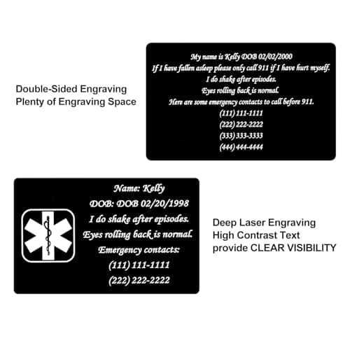 UNICGIFT Custom Medical Alert ID Card, Aluminum Travel ICE Wallet Card, Personalize Engraving Emergency Contacts, Health Conditions, Medication List, Allergies & Identification — view 3