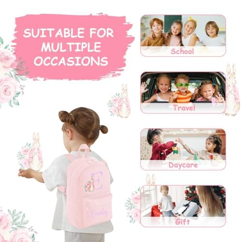 Hoolaroo Personalised Baby & Toddler Floral Pink Bunny Rabbit Rucksack Nursery Backpack Baby Girl Bag Pink — view 4