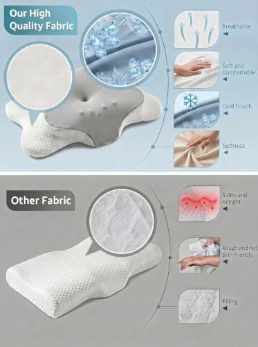 TOOHUB Cervical Neck Pillow, Cervical Pillow for Neck and Shoulder Pain,Memory Foam, Butterfly Ergonomic Pillow with Removable Washable Pillowcase for Side Back Stomach Sleepers — view 5