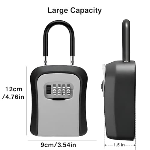 Key Lock Box for Outside, Key Box Wall Mounted 4 Digit Combination Lock Box Hide a Key for Outdoor Indoor, Security Waterproof Large Capacity 5 Keys Lockbox for House Key Room Card — view 6