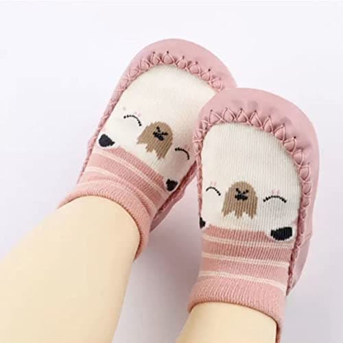 FedMois 3 Pairs Baby boys Girls Non-Skid Indoor Slipper Shoes Socks, Pink, Red and Green, 6-12 Months — view 6