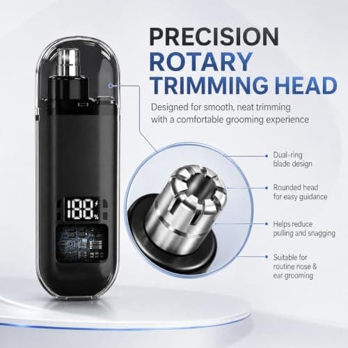 Nose Hair Trimmer for Men & Women, Rechargeable Ear Trimmer, LED Display — view 3