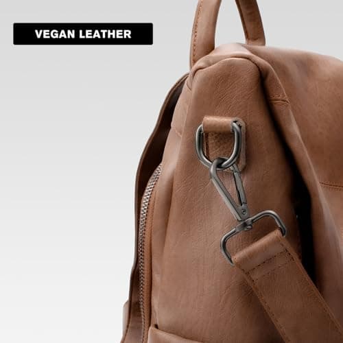 molshine Women PU Leather Backpack,Anti-Theft Travel Rucksack Fashion Casual Bag Shoulder Daypack Handbag Purse for Ladies Fits 13 inches Tablet Laptop (Brown) — view 5